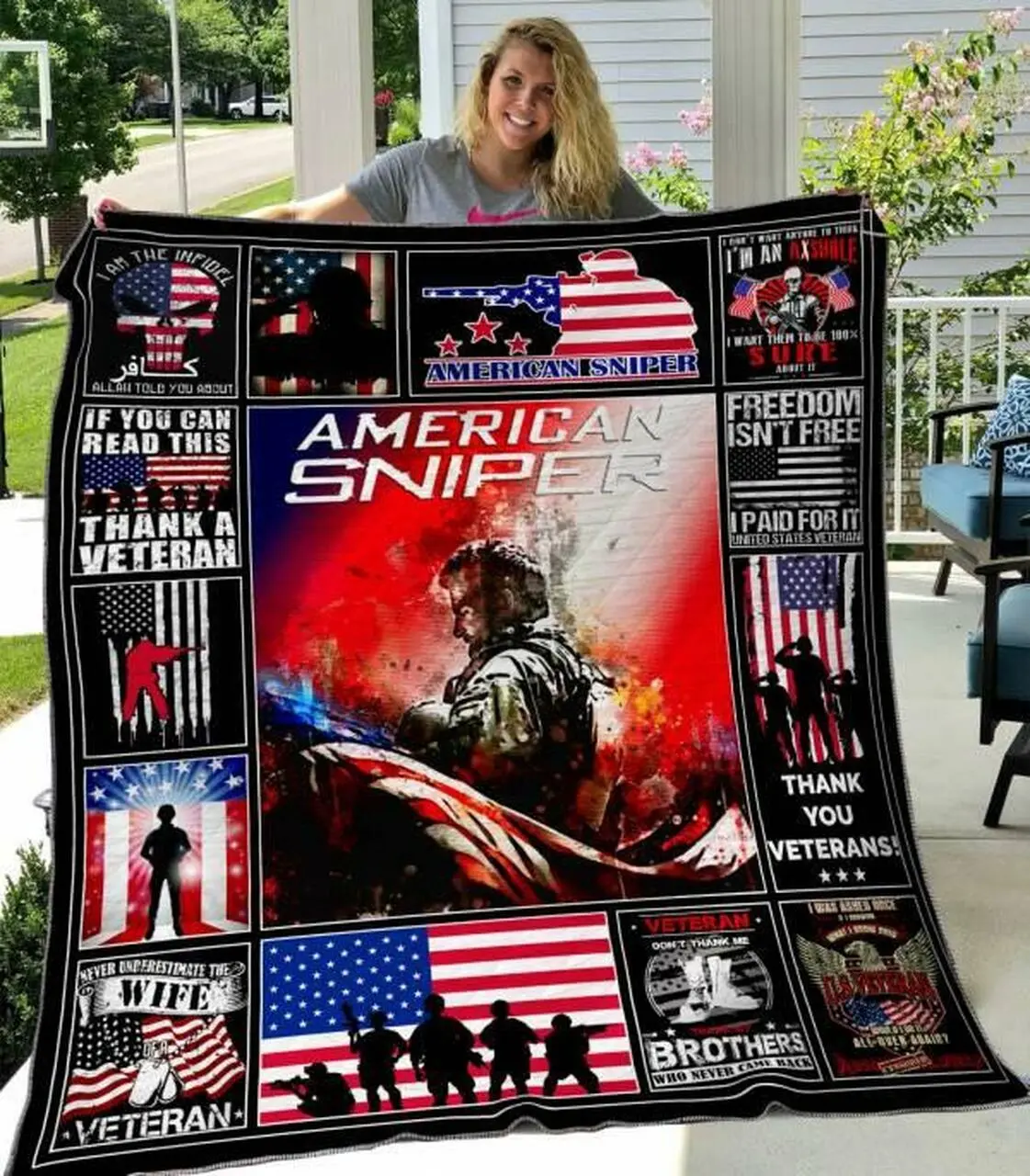 American Sniper Quilt Blanket Hvt070601 Quilt and Home Decor