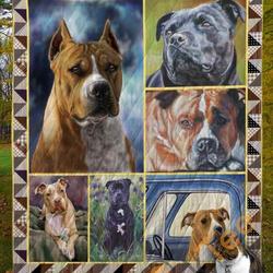 American Staffordshire Terrier Dog V1 Blanket TH0207 Quilt and Home Decor