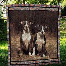 American Staffordshire Terrier Friend Cl10100017Mdq Quilt Blanket and Home Decor