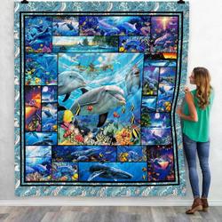 An Beautifull Dolphin Art Like Personalized Name Quilt Liglz Fuct2409 and Home Decor