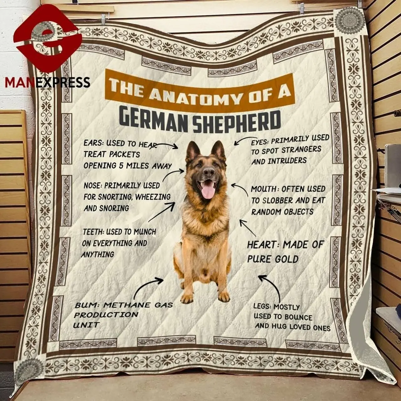 Anatomy Of German Shepherd Quilt Qv and Home Decor