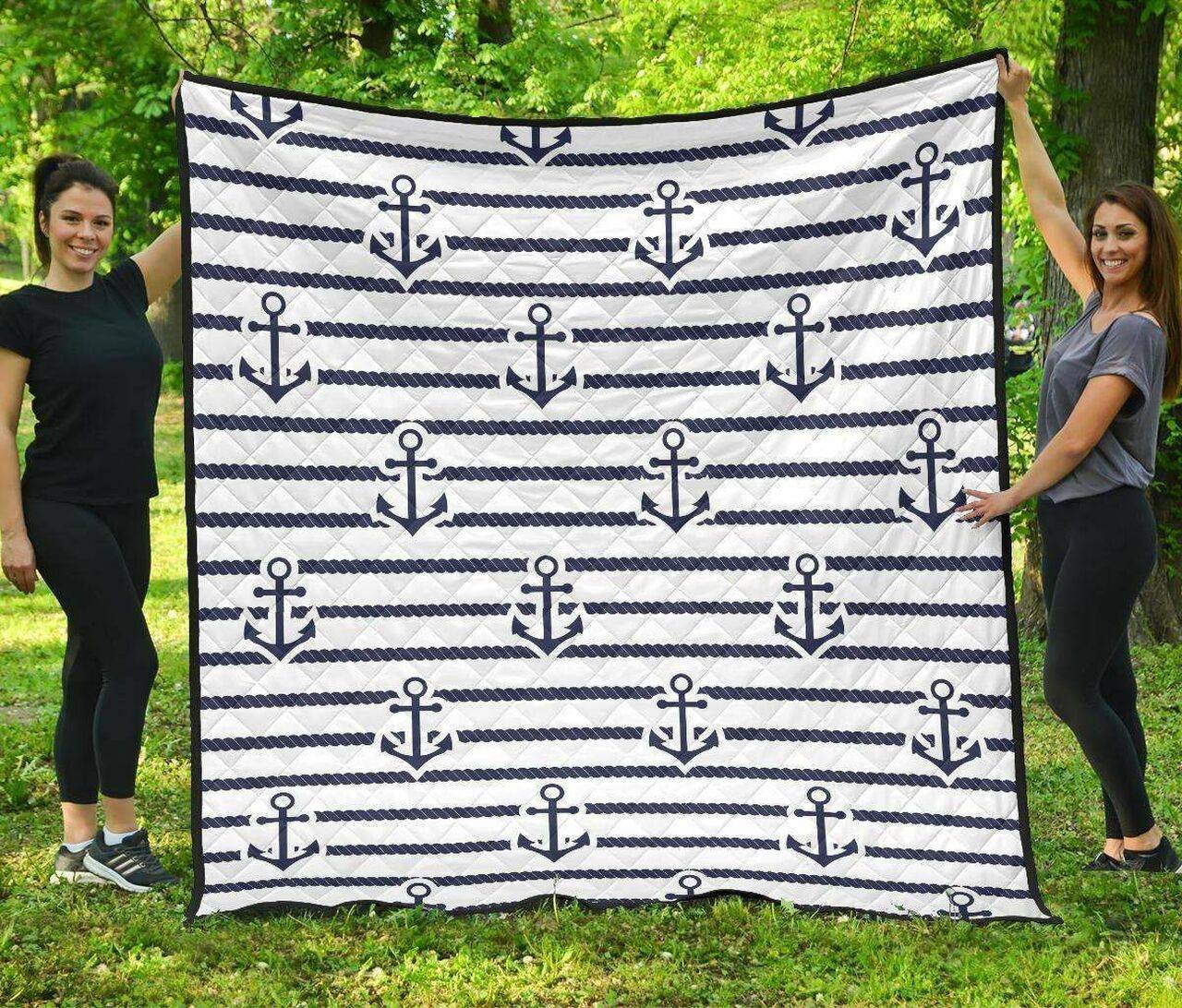 Anchor Rope Nautical Pattern DHCDHC DT1910 Quilt Blanket and Home Decor