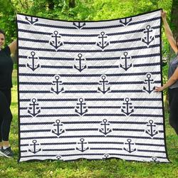 Anchor Rope Nautical Pattern DHCDHC DT1910 Quilt Blanket and Home Decor