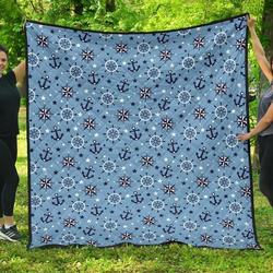Anchors Rudder Compass Star Nautical Pattern DHCDHC DT1910 Quilt Blanket and Home Decor