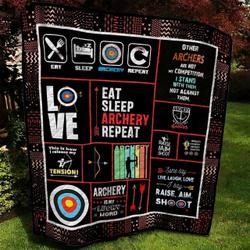 Archery Eat Sleep Archery Repeat Quilt Blanket Great Customized Blanket Gifts For Birthday Christmas Thanksgiving and Home Decor