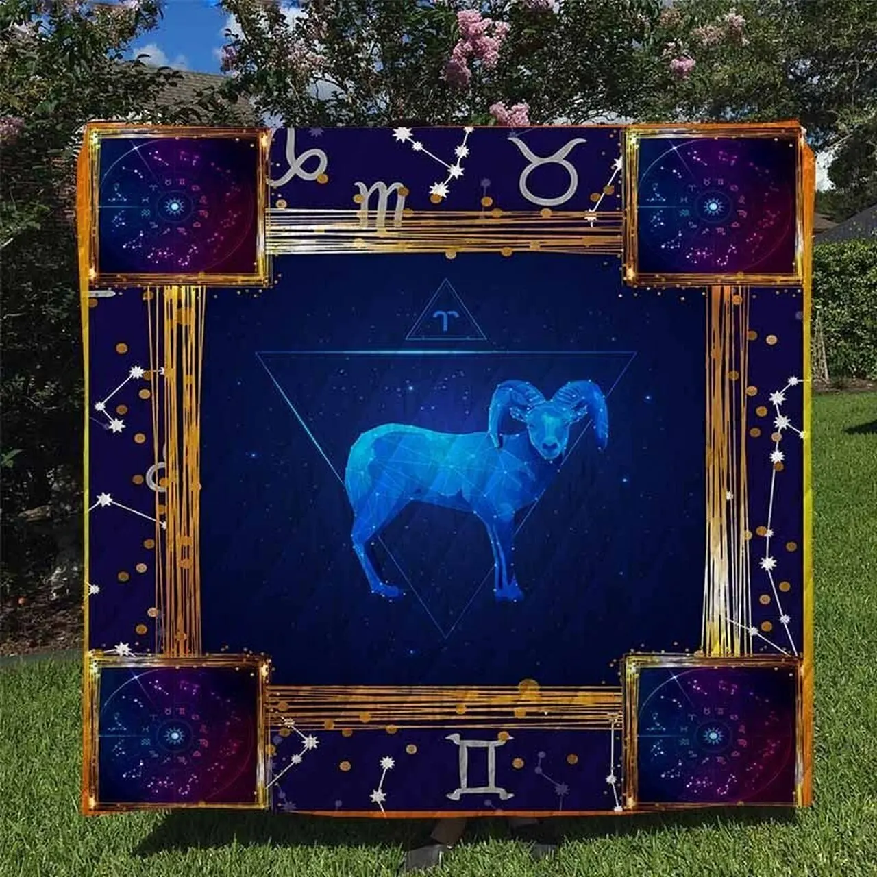 Aries Horoscope Ee12923 Quilt Inkp0108 and Home Decor