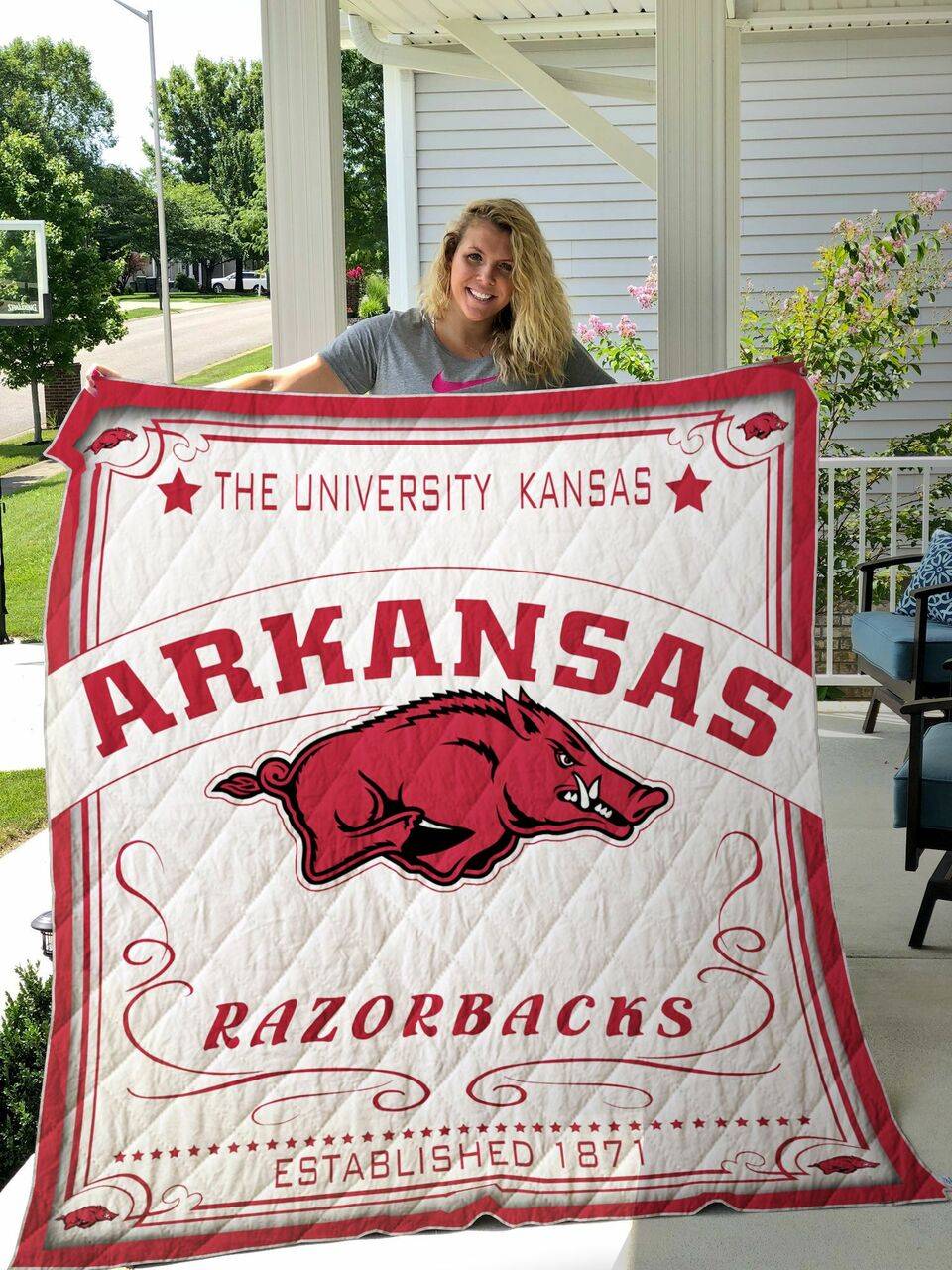 Arkansas Razorback Quilt Blanket and Home Decor