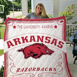 Arkansas Razorback Quilt Blanket and Home Decor