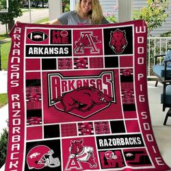 Arkansas Razorbacks 10 All Season Plus Size Quilt Blanket and Home Decor
