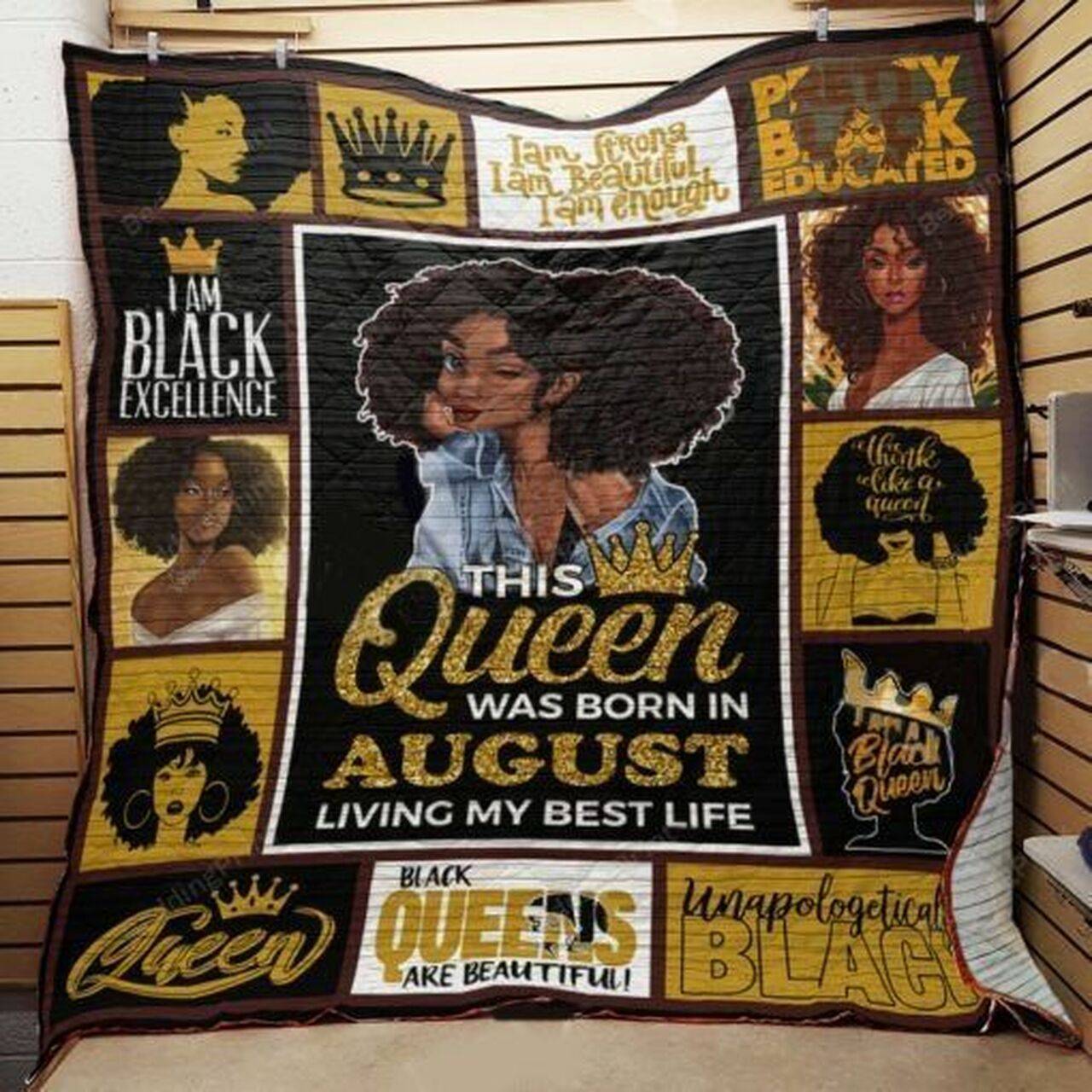 August Black Women Black Queens Are Beautiful Quilt Blanket Great Customized Gifts For Birthday Christmas Thanksgiving Perfect Gifts For Black Daughte Girlfriend Wife and Home Decor