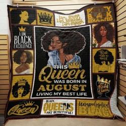 August Black Women Black Queens Are Beautiful Quilt Blanket Great Customized Gifts For Birthday Christmas Thanksgiving Perfect Gifts For Black Daughte Girlfriend Wife and Home Decor