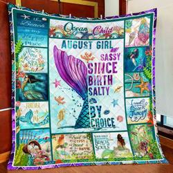 August Girl Mermaid Ocean Child Quilt Blanket and Home Decor
