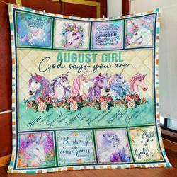 August God Says You Are Unicorn Quilt Blanket and Home Decor