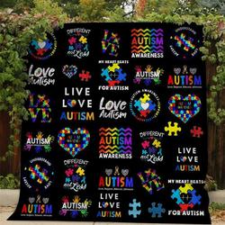 Autism Awareness Black Summer Quilt Blanket and Home Decor