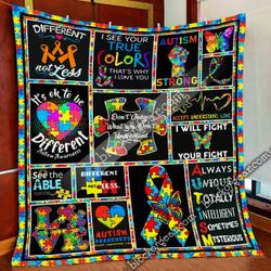 Autism Awareness Quilt Blanket and Home Decor