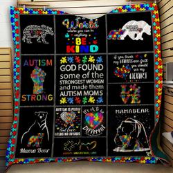 Autism Mama Bear Quilt Blanket A170 and Home Decor
