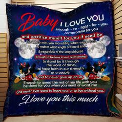 Baby I Love You Enough To Fight For You Quilt Mickey Bt and Home Decor