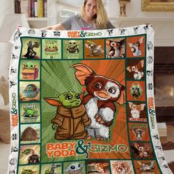 Baby Yoda And Gizmo Quilt Blanket All Season Plus Size Quilt Blanket and Home Decor