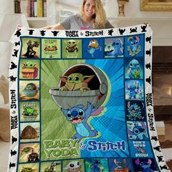 Baby Yoda Star Wars Disney Stitch Cute Quilt Blanket Gift Idea For Fans and Home Decor