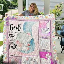 Babygirl Elephant Quilt Blanket F2703 85O41 and Home Decor