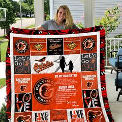 Baltimore Orioles  To My Daughter  Love Mom Quilt and Home Decor