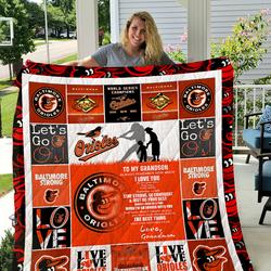 Baltimore Orioles - To My Grandson - Love Grandmom Quilt and Home Decor