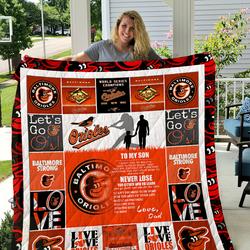 Baltimore Orioles - To My Son - Love Dad Quilt and Home Decor