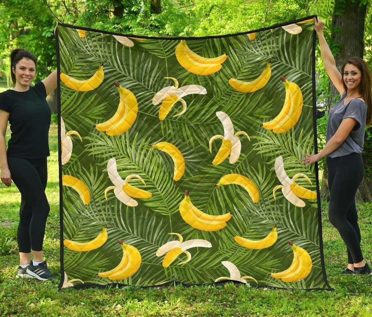 Banana Palm Leaves Pattern DHCDHC DT1910 Quilt Blanket and Home Decor