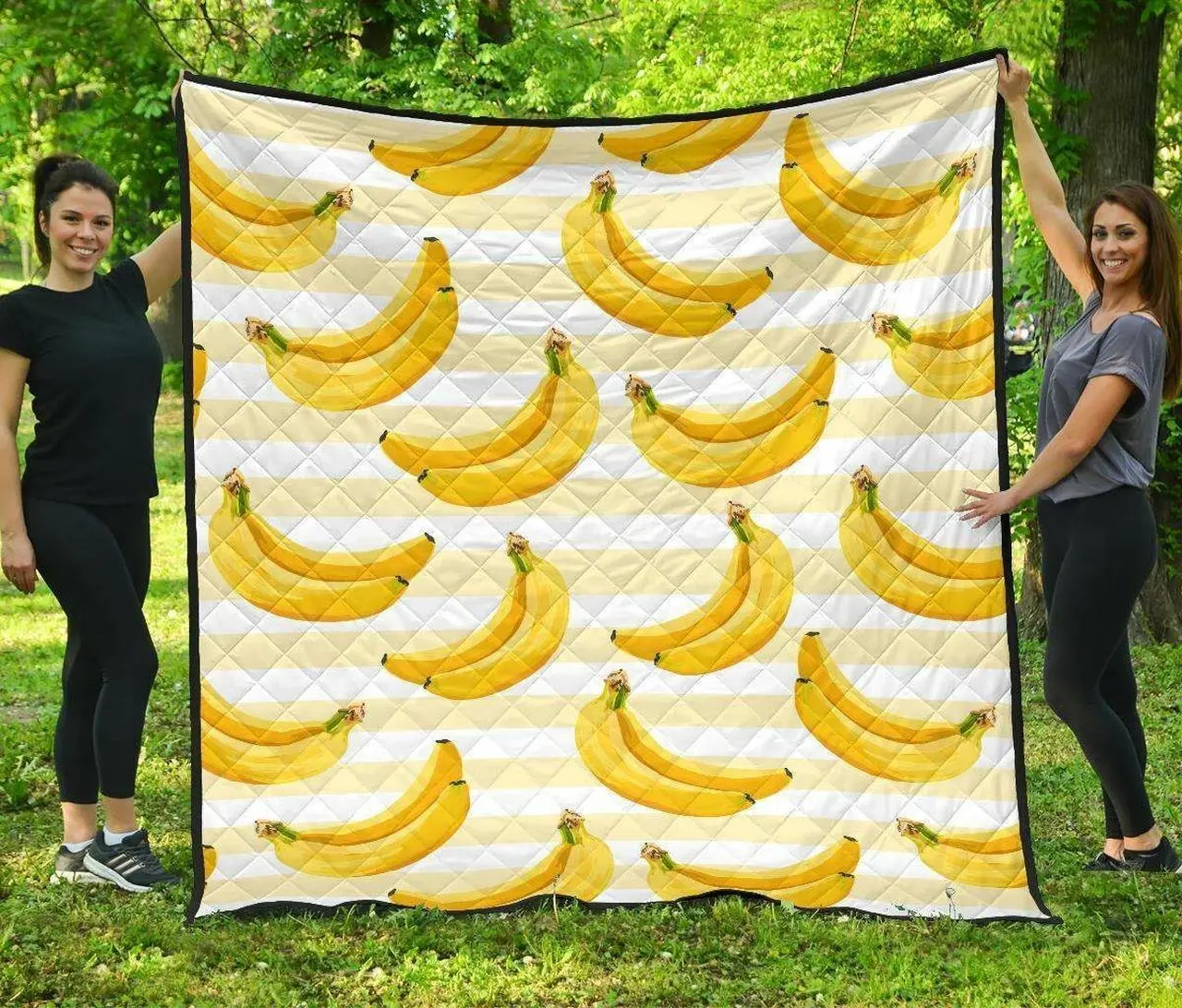Banana Pattern Blackground DHCDHC DT1910 Quilt Blanket and Home Decor