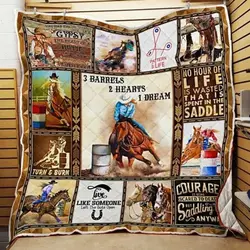 Barrels Racing 3 Barrels 2 Hearts 1 Dream Quilt Blanket and Home Decor