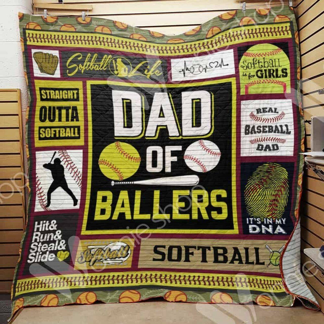 Baseball And Softball Dad Ee12340 Quilt Inkp0108 and Home Decor