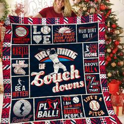 Baseball Dreaming Of Touch Downs Quilt Blanket Great Customized Blanket Gifts For Birthday Christmas Thanksgiving and Home Decor