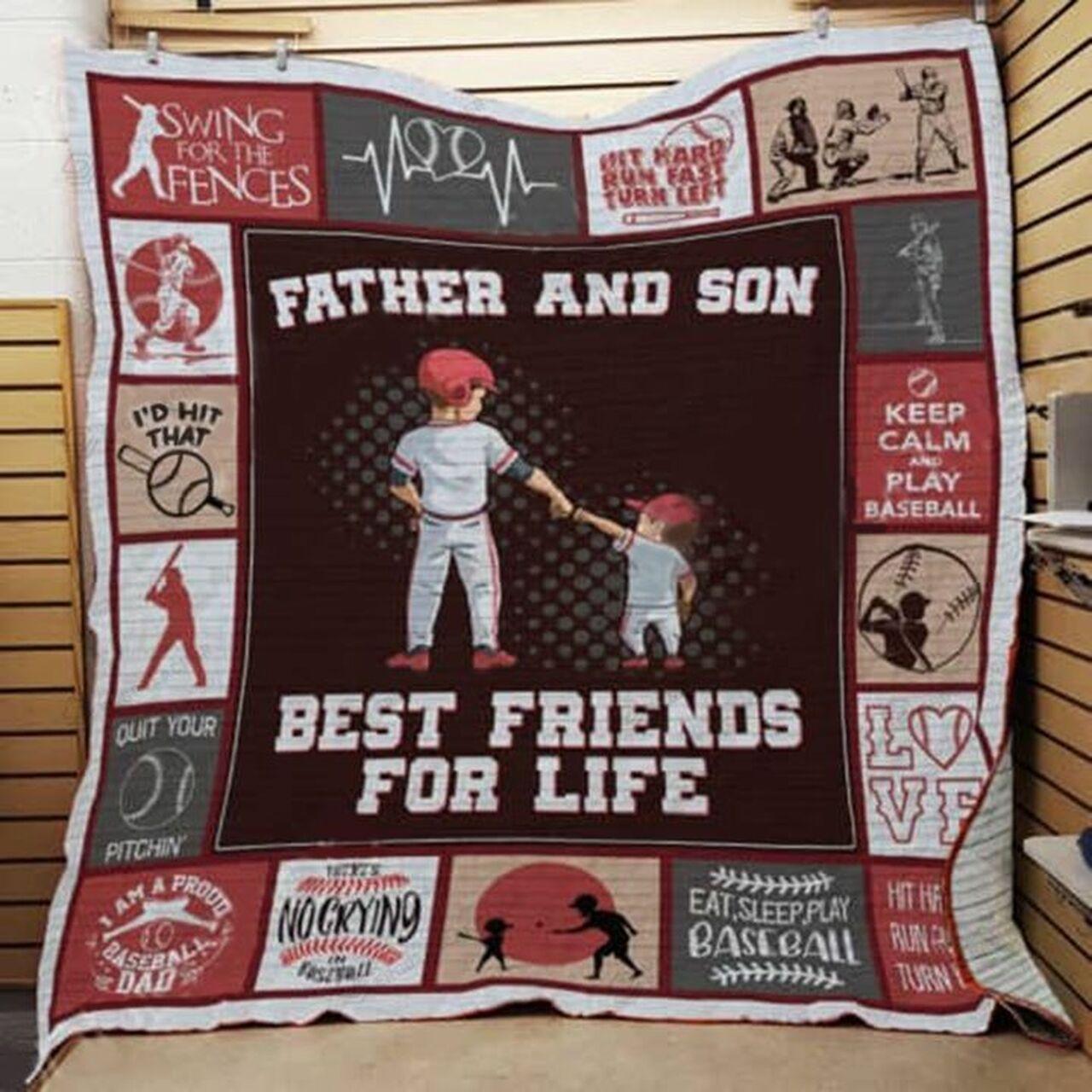 Baseball Father And Son Quilt Blanket Great Customized Gifts For Birthday Christmas Thanksgiving Perfect Gifts For Baseball Lover and Home Decor