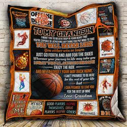 Basketball Grandson Love Grandma Quilt Mln and Home Decor