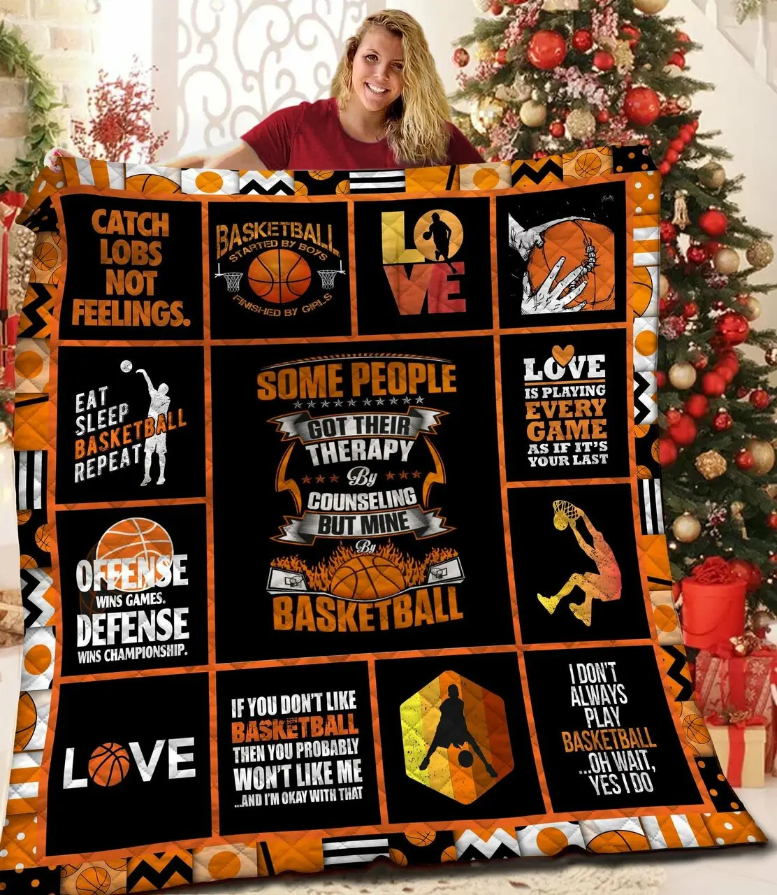 Basketball Jfj Quilt Iu and Home Decor