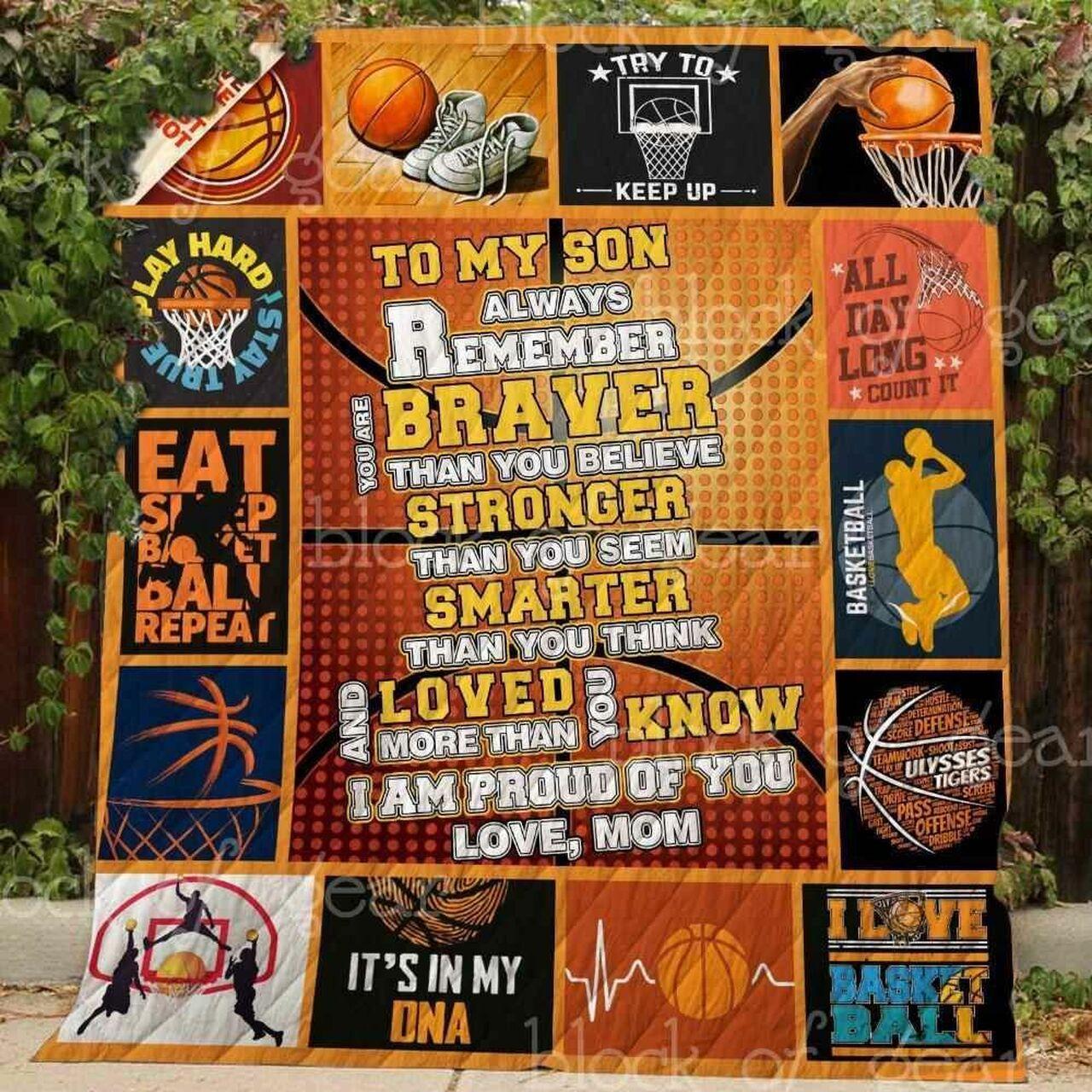 Basketball To My Son Blanket Kc1507 Quilt and Home Decor