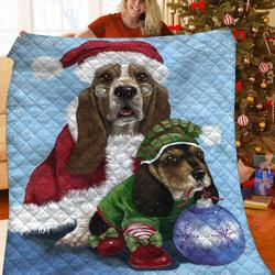 Basset Hound Christmas Jfj Quilt Dh and Home Decor