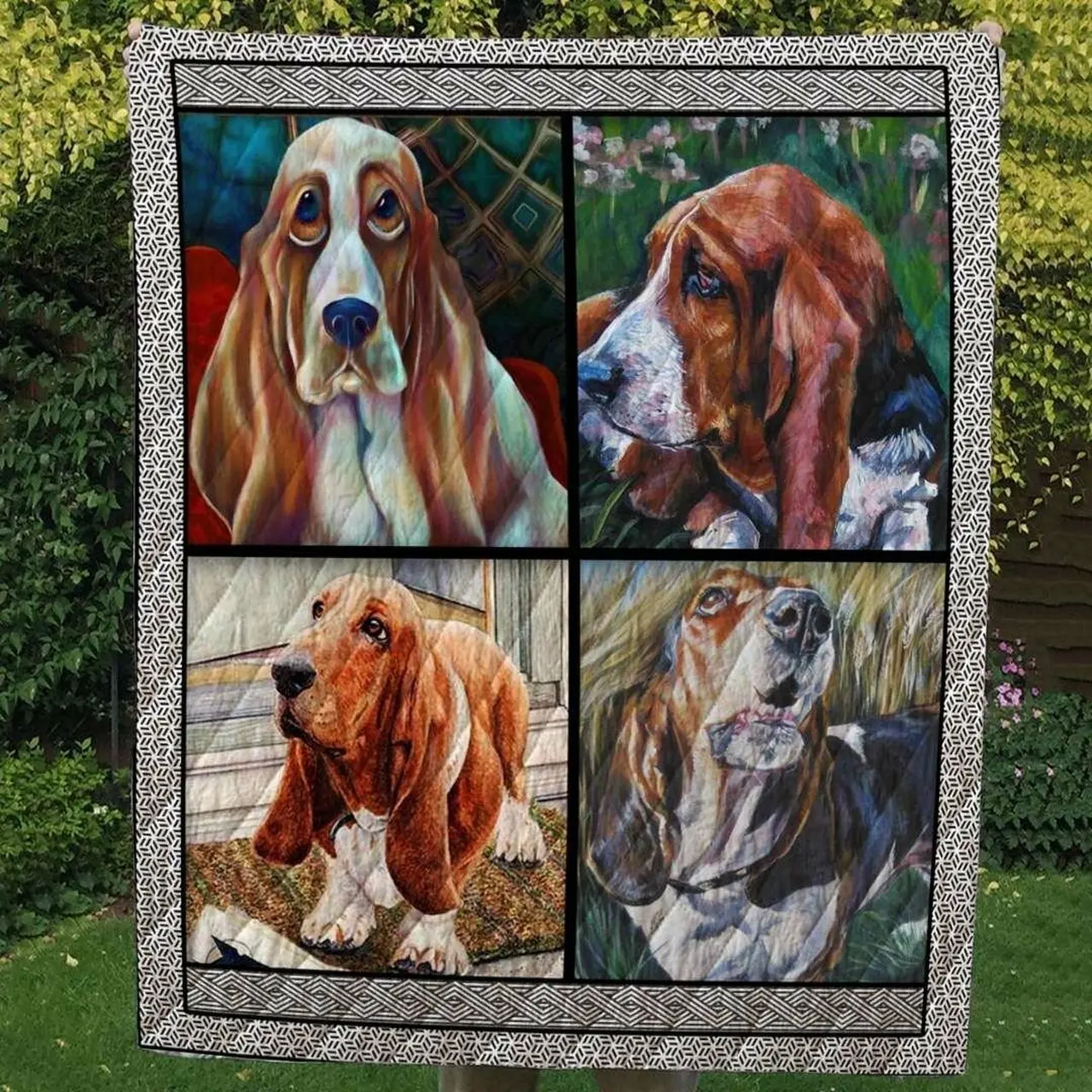 Basset Hound Face Cute Cl10100036Mdq Quilt Blanket and Home Decor