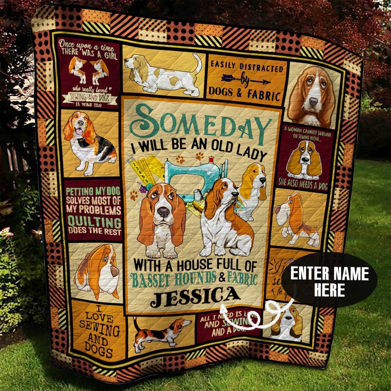 Basset Hound Sewing Personalized Quilt Blanket Bbb100621Ht and Home Decor