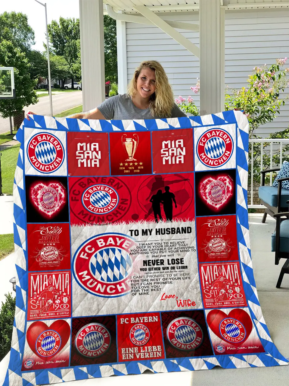 Bayern Munich To My Husband - Love Wife Quilt and Home Decor