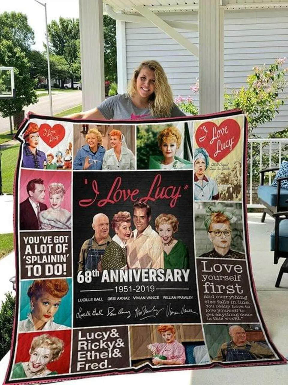 Bc- I Love Lucy Quilt Blanket 69Th Anniversary and Home Decor