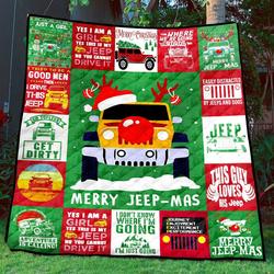 Bc - Merry Jeep-Mas Quilt Blanket and Home Decor