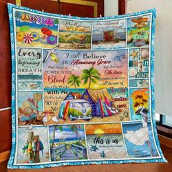 Beach  I Still Believe In Amazing Grace Quilt Blanket and Home Decor