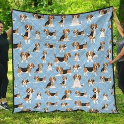 Beagle Dog Blue Background Pattern DHCDHC DT1910 Quilt Blanket and Home Decor