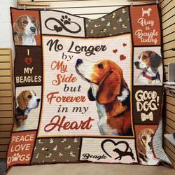 Beagle No Longer By My Side But Forever In My Heart Quilt Blanket Great Customized Blanket Gifts For Birthday Christmas Thanksgiving and Home Decor