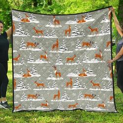 Beautiful Deers Winter Christmas DHCDHC DT1910 Quilt Blanket and Home Decor