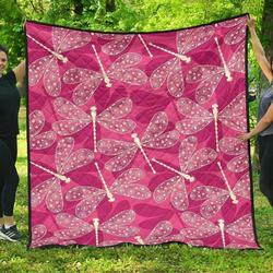 Beautiful Dragonfly Pink Background DHCDHC DT1910 Quilt Blanket and Home Decor