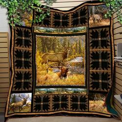 Beautiful Elk 3 Layer 3D Customized Quilt and Home Decor