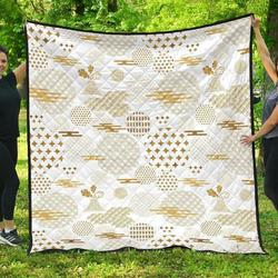 Beautiful Gold Japanese Pattern DHCDHC DT1910 Quilt Blanket and Home Decor