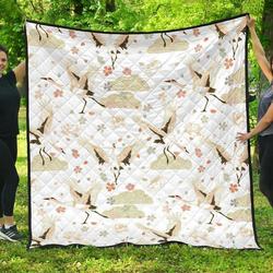 Beautiful Japanese Cranes Pattern DHCDHC DT1910 Quilt Blanket and Home Decor